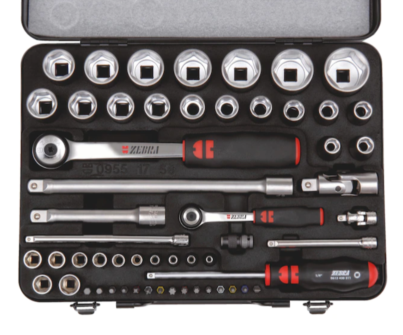 ZEBRA® 1/4 Zoll und 1/2 Zoll Steckschlüssel Sortiment 56-teilig