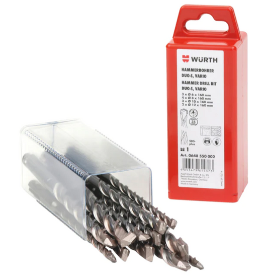 Hammerbohrer-Multipack mit SDS-plus Aufnahmeschaft Duo-S Vario 12-teilig