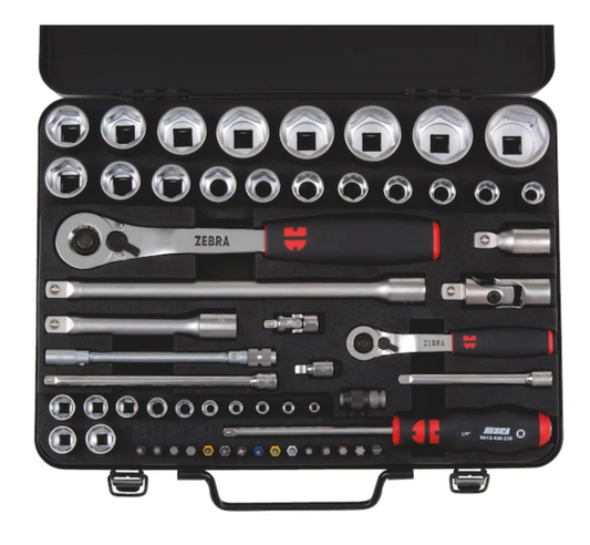 ZEBRA® Steckschlüssel 1/2 Zoll und 1/4 Zoll 59-teiliges Sortiment