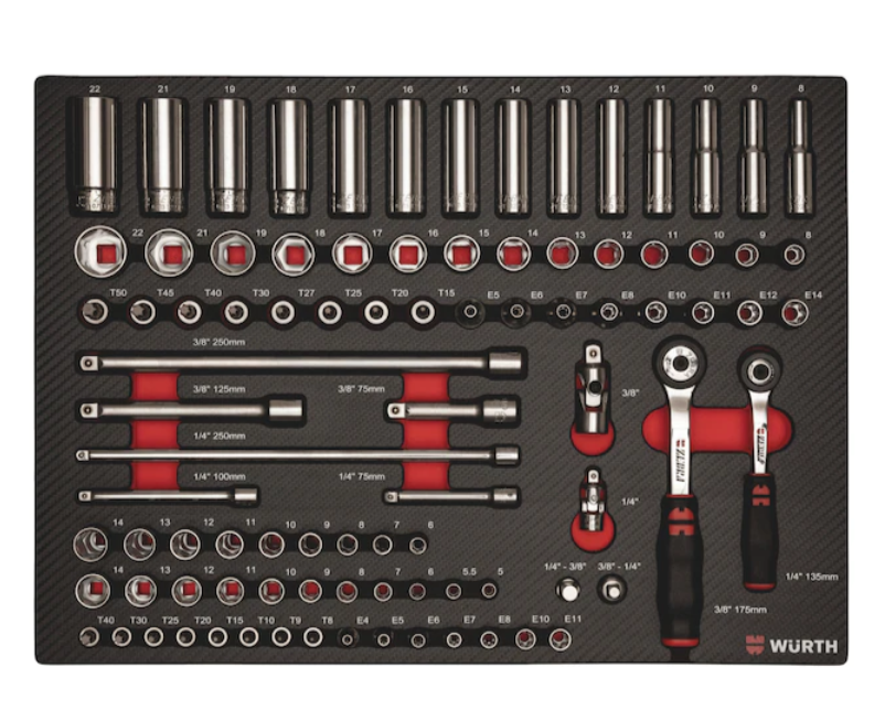 System-Sortiment 8.4.1 Steckschlüssel 3/8 + 1/4 Zoll 91-teilig