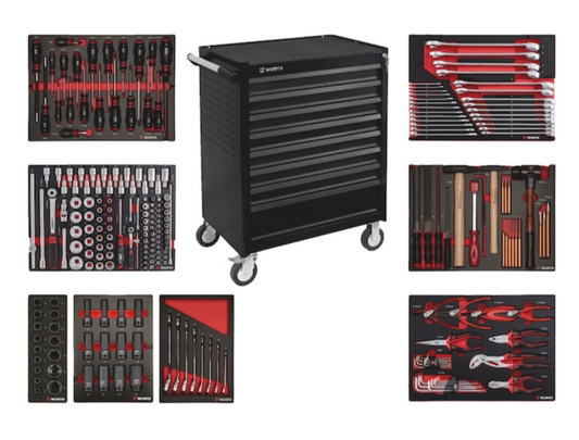 System workshop trolley WE Cargo Black Edition equipped with 242 pieces for 75 years