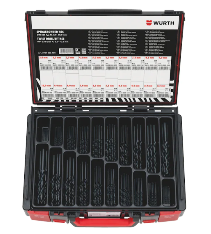 Spiralbohrer Sortiment HSS DIN 338 Typ RN 130° 82-teilig